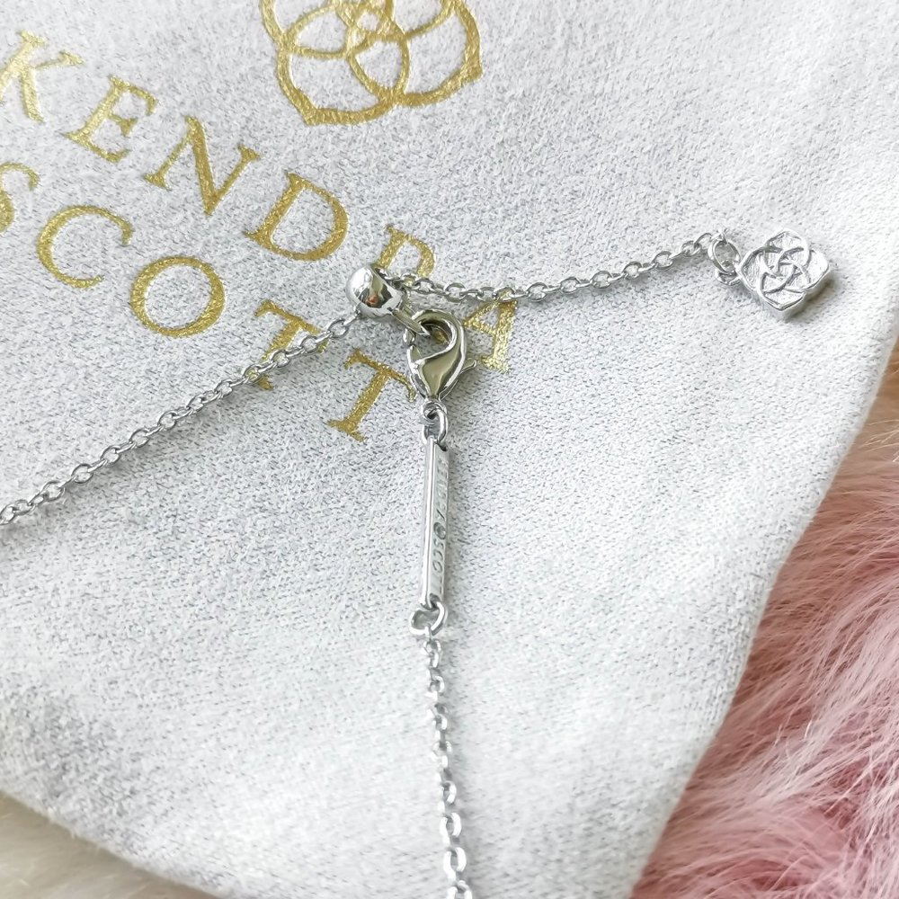 Kendra Scott Silver Sienna Half Sun Light Blue Magnesite Necklace - Picture 3 of 3